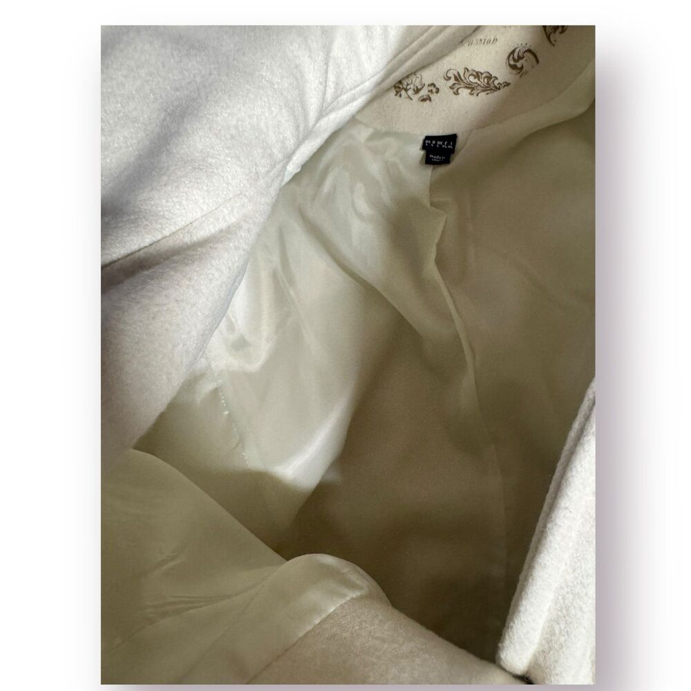 Esprit White‎ Elegant Buttoned Trench Coat with Belt Size Large Buttoned Collar - Picture 9 of 9